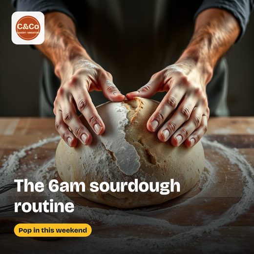 Instagram creative made by PostLoft: The 6am sourdough routine