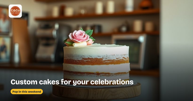 Facebook creative made by PostLoft: Custom cakes for your celebrations